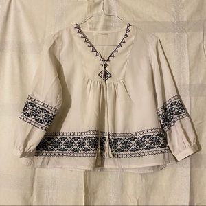 🍉White V-Neck Tassel Blouse